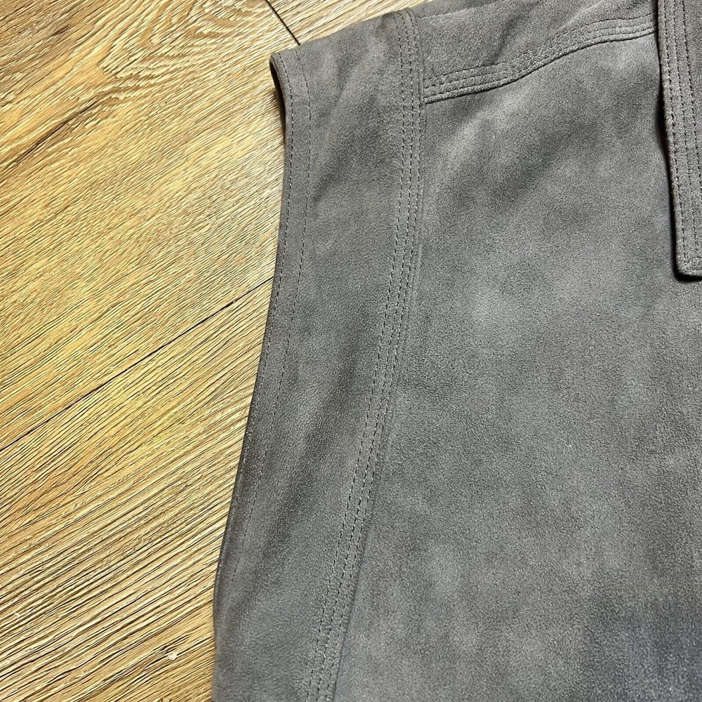 VINCE Vest Nubuck 100% Lamb Leather Genuine Cap Sleeve Grey Zip Front Women's XS - Picture 4 of 12